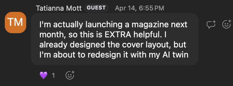 Student testimonial screenshot