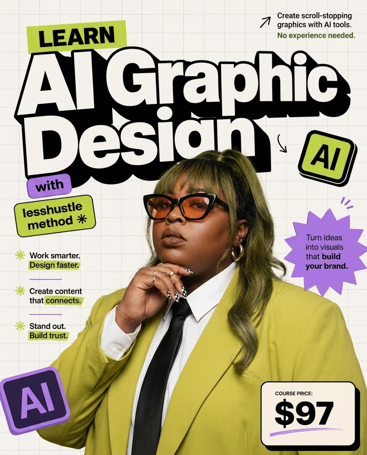 AI graphic edit variation — Lime + cream