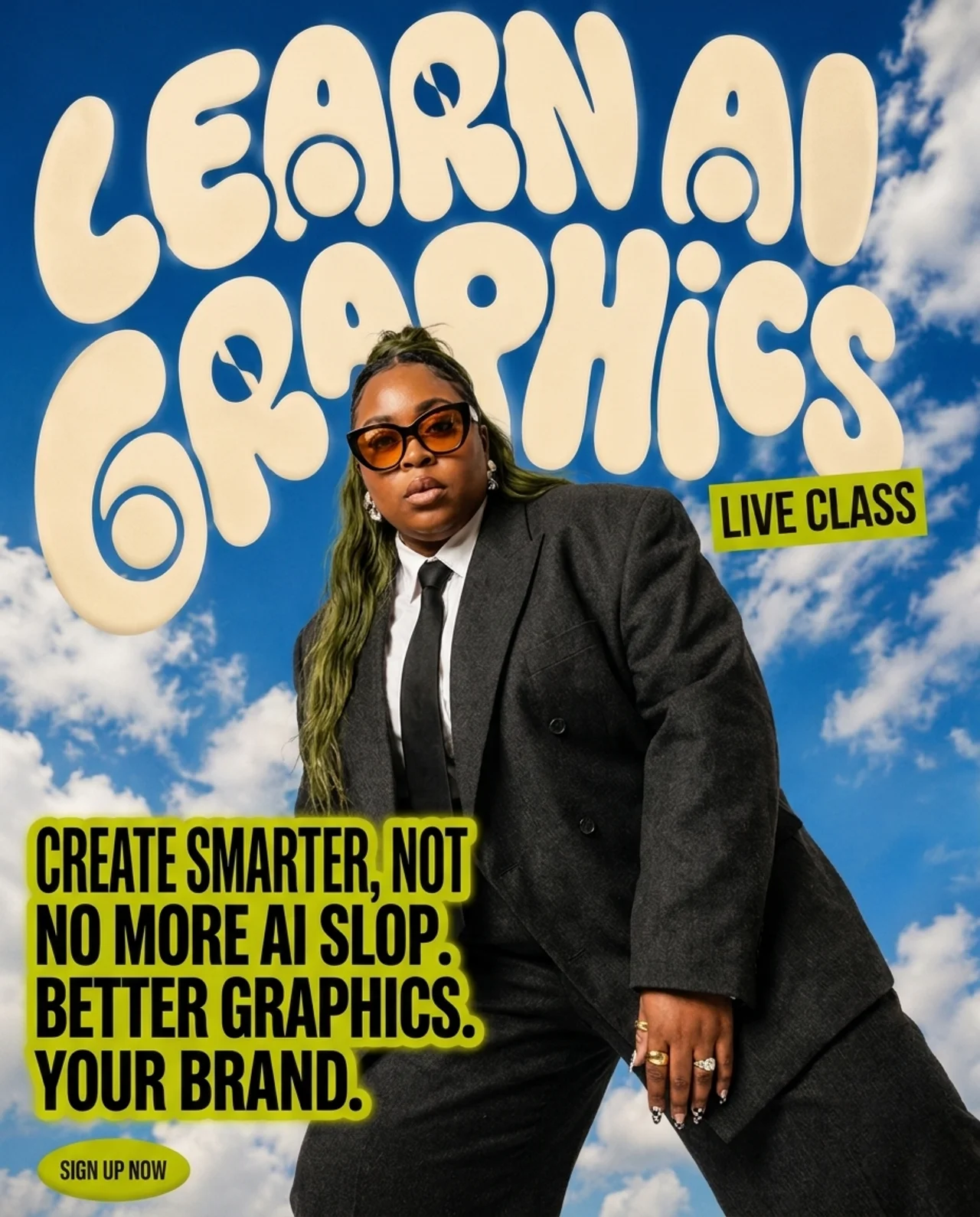 Learn AI Graphics live class poster with Kendra Taul